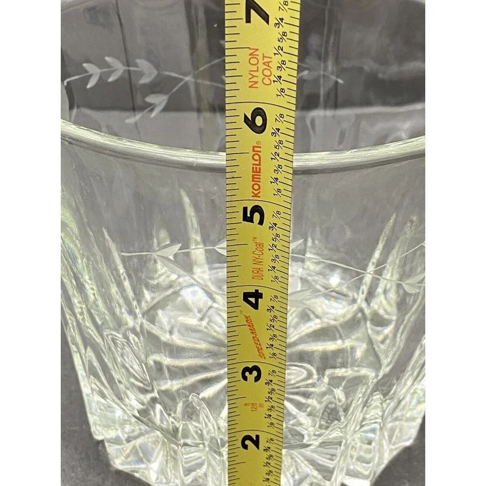 VTG Princess House Crystal Ice Bucket Etched Floral Heavy 2.13lb Barware 70s 80s